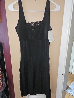 FIT Black Body Liner Slip With Lace Accent Sz L NEW